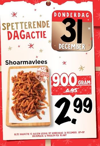 Aanbiedingen Shoarmavlees - Huismerk Vomar - Geldig van 28/12/2015 tot 02/01/2016 bij Vomar