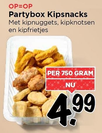 Aanbiedingen Partybox kipsnacks met kipnuggets, kipknotsen en kipfrietjes - Huismerk Vomar - Geldig van 28/12/2015 tot 02/01/2016 bij Vomar