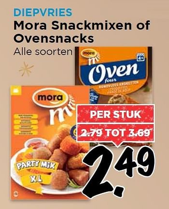 Aanbiedingen Mora snackmixen of ovensnacks - Mora - Geldig van 28/12/2015 tot 02/01/2016 bij Vomar
