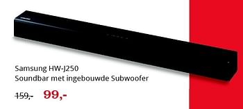 Aanbiedingen Samsung hw-j250 soundbar met ingebouwde subwoofer - Samsung - Geldig van 01/01/2016 tot 31/01/2016 bij Bol
