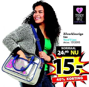 Aanbiedingen Zilverkleurige tas - 4 Trendy Girlz - Geldig van 26/12/2015 tot 10/01/2016 bij Bart Smit