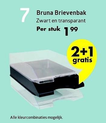 Aanbiedingen Bruna brievenbak zwart en transparant - Huismerk-Bruna - Geldig van 28/12/2015 tot 10/01/2016 bij Bruna