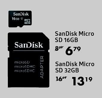 Aanbiedingen Sandisk micro sd 16gb - Sandisk - Geldig van 28/12/2015 tot 10/01/2016 bij Bruna