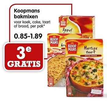 Aanbiedingen Koopmans bakmixen voor koek, cake, taart of brood - Koopmans - Geldig van 03/01/2016 tot 09/01/2016 bij Em-té