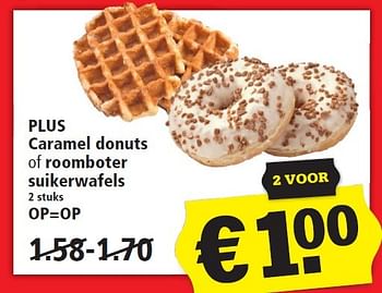 Aanbiedingen Plus caramel donuts of roomboter suikerwafels - Huismerk - Plus - Geldig van 03/01/2016 tot 09/01/2016 bij Plus