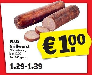 Aanbiedingen Plus grillworst - Huismerk - Plus - Geldig van 03/01/2016 tot 09/01/2016 bij Plus