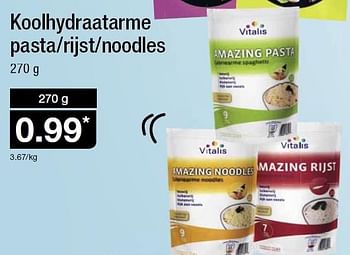 Aanbiedingen Koolhydraat arme pasta-rijst-noodles - Vitalis - Geldig van 06/01/2016 tot 12/01/2016 bij Aldi
