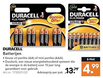 Aanbiedingen Batterijen - Duracell - Geldig van 04/01/2016 tot 13/01/2016 bij Blokker