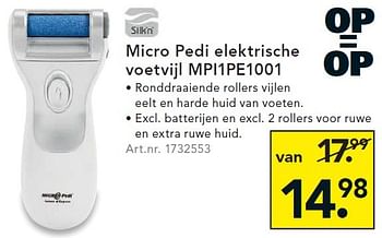 Aanbiedingen Micro pedi elektrische voetvijl mpi1pe1001 - Silk'n - Geldig van 04/01/2016 tot 13/01/2016 bij Blokker