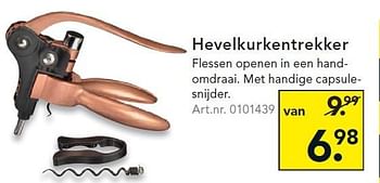 Aanbiedingen Hevelkurkentrekker - Huismerk - Blokker - Geldig van 04/01/2016 tot 13/01/2016 bij Blokker