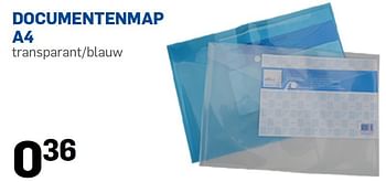 Aanbiedingen Documentenmap a4 transparant-blauw - Office Essentials - Geldig van 04/01/2016 tot 25/01/2016 bij Action