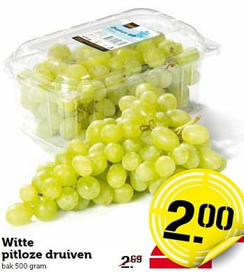 Aanbiedingen Witte pitloze druiven - Huismerk - Coop - Geldig van 11/01/2016 tot 17/01/2016 bij Coop