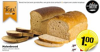 Aanbiedingen Molenbrood volkoren of boeren volkoren heel brood - Huismerk - Coop - Geldig van 11/01/2016 tot 17/01/2016 bij Coop