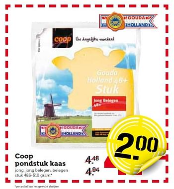 Aanbiedingen Coop pondstuk kaas - Huismerk - Coop - Geldig van 11/01/2016 tot 17/01/2016 bij Coop
