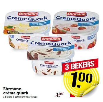 Aanbiedingen Ehrmann crème quark - Ehrmann - Geldig van 11/01/2016 tot 17/01/2016 bij Coop