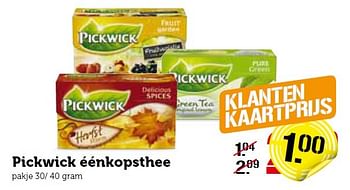 Aanbiedingen Pickwick éénkopsthee - Pickwick - Geldig van 11/01/2016 tot 17/01/2016 bij Coop