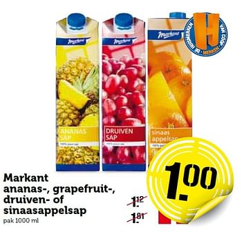 Aanbiedingen Markant ananas, grapefruit-, druiven of sinaasappelsap - Markant - Geldig van 11/01/2016 tot 17/01/2016 bij Coop