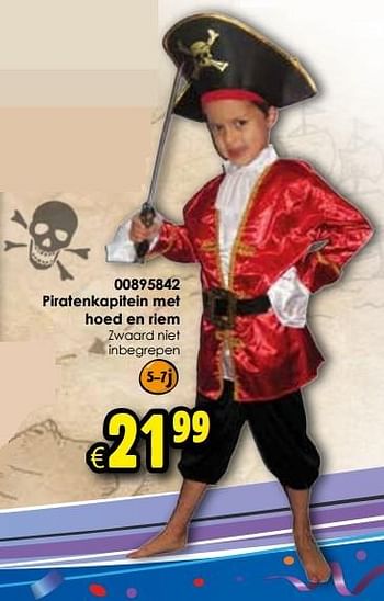 Aanbiedingen Piratenkapitein met hoed en riem - Huismerk - Toychamp - Geldig van 16/01/2016 tot 14/02/2016 bij ToyChamp