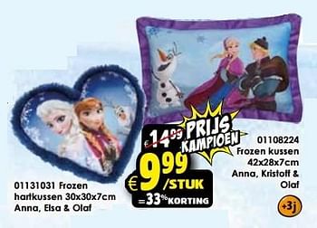 Aanbiedingen Frozen hartkussen anna, elsa & olaf - Disney  Frozen - Geldig van 16/01/2016 tot 14/02/2016 bij ToyChamp