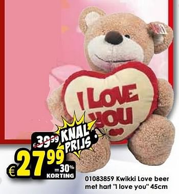 Aanbiedingen Kwikki love beer met hart i love you - Kwikki - Geldig van 16/01/2016 tot 14/02/2016 bij ToyChamp