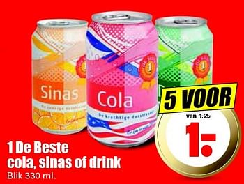 Aanbiedingen 1 de beste cola, sinas of drink - 1 de beste - Geldig van 17/01/2016 tot 23/01/2016 bij Lekker Doen