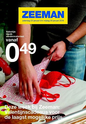 Aanbiedingen Valentijn inpakversiermateriaal - Huismerk - Zeeman  - Geldig van 23/01/2016 tot 30/01/2016 bij Zeeman