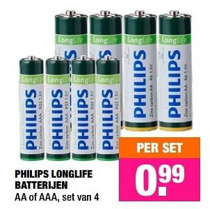 Aanbiedingen Philips longlife batterijen - Philips - Geldig van 18/01/2016 tot 31/01/2016 bij Big Bazar