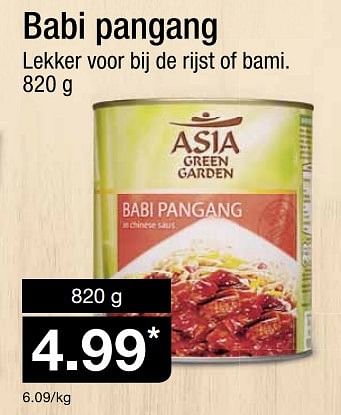 Aanbiedingen Babi pangang - Asia Green Garden - Geldig van 20/01/2016 tot 26/01/2016 bij Aldi