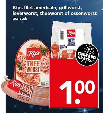 Aanbiedingen Kips filet americain, grillworst, leverworst, theeworst of ossenworst - Kips - Geldig van 24/01/2016 tot 30/01/2016 bij Deen Supermarkten