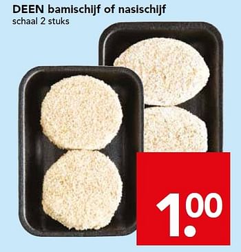 Aanbiedingen Deen bamischijf of nasischijf - Huismerk deen supermarkt - Geldig van 24/01/2016 tot 30/01/2016 bij Deen Supermarkten