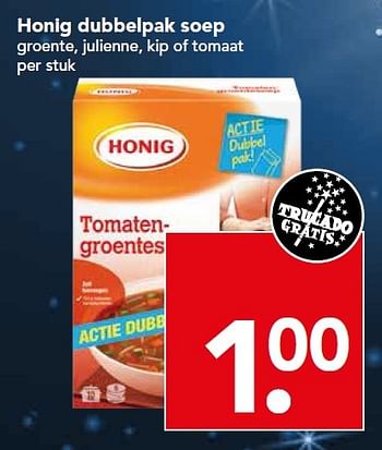 Aanbiedingen Honig dubbelpak soep - Honig - Geldig van 24/01/2016 tot 30/01/2016 bij Deen Supermarkten