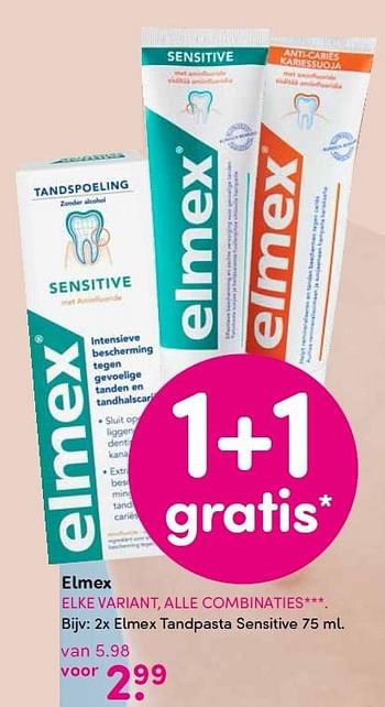 Aanbiedingen Elmex 2x elmex tandpasta sensitive - Elmex - Geldig van 18/01/2016 tot 26/01/2016 bij da
