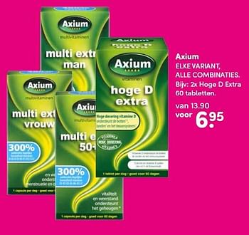 Aanbiedingen Axium 2x hoge d extra 60 tabletten - Axium - Geldig van 18/01/2016 tot 26/01/2016 bij da