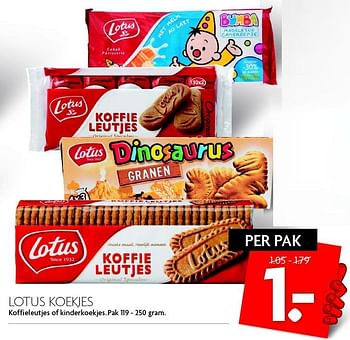 Aanbiedingen Lotus koekjes koffieleutjes of kinderkoekjes - Lotus Bakeries - Geldig van 24/01/2016 tot 30/01/2016 bij Deka Markt