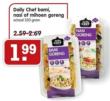 Aanbiedingen Daily chef bami, nasi of mihoen goreng - Daily chef - Geldig van 24/01/2016 tot 30/01/2016 bij Em-té