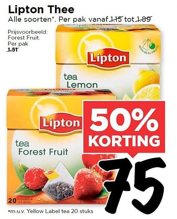 Aanbiedingen Lipton thee - Lipton - Geldig van 24/01/2016 tot 30/01/2016 bij Vomar