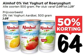 Aanbiedingen Almhof 0% vet yoghurt of roeryoghurt - Almhof - Geldig van 24/01/2016 tot 30/01/2016 bij Vomar