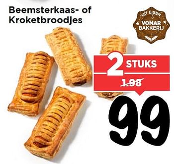 Aanbiedingen Beemsterkaas of kroketbroodjes - Huismerk Vomar - Geldig van 24/01/2016 tot 30/01/2016 bij Vomar