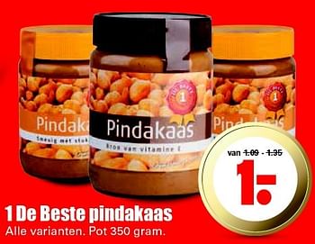 Aanbiedingen 1 de beste pindakaas - 1 de beste - Geldig van 24/01/2016 tot 30/01/2016 bij Lekker Doen