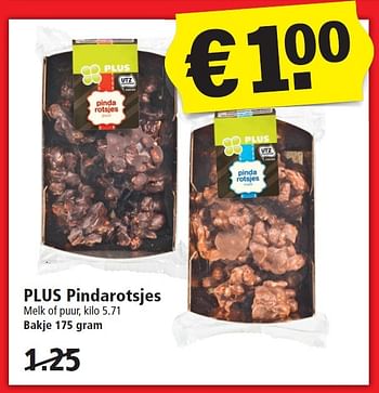 Aanbiedingen Plus pindarotsjes - Huismerk - Plus - Geldig van 24/01/2016 tot 30/01/2016 bij Plus