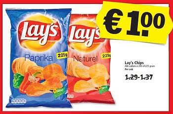 Aanbiedingen Lay`s chips - Lay's - Geldig van 24/01/2016 tot 30/01/2016 bij Plus