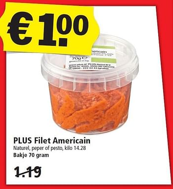 Aanbiedingen Plus filet americain - Huismerk - Plus - Geldig van 24/01/2016 tot 30/01/2016 bij Plus