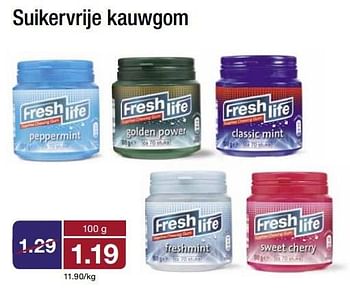 Aanbiedingen Suikervrije kauwgom - Fresh-Life - Geldig van 27/01/2016 tot 03/02/2016 bij Aldi