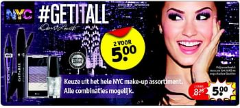 Aanbiedingen Mascara get it all en oogschaduw quattro - NYC - Geldig van 26/01/2016 tot 07/02/2016 bij Kruidvat