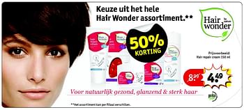 Aanbiedingen Keuze uit het hele hair wonder assortiment - Hairwonder - Geldig van 26/01/2016 tot 07/02/2016 bij Kruidvat