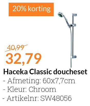 Aanbiedingen Haceka classic doucheset - Haceka - Geldig van 01/02/2016 tot 29/02/2016 bij Sanitairwinkel