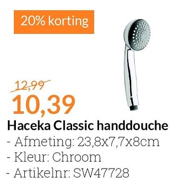 Aanbiedingen Haceka classic handdouche - Haceka - Geldig van 01/02/2016 tot 29/02/2016 bij Sanitairwinkel