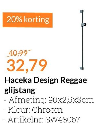 Aanbiedingen Haceka design reggae glijstang - Haceka - Geldig van 01/02/2016 tot 29/02/2016 bij Sanitairwinkel