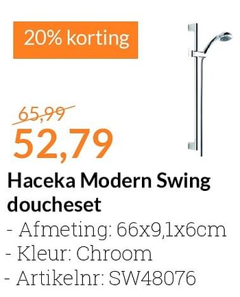 Aanbiedingen Haceka modern swing doucheset - Haceka - Geldig van 01/02/2016 tot 29/02/2016 bij Sanitairwinkel