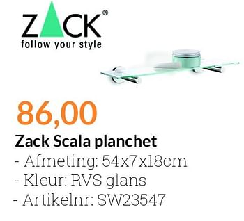 Aanbiedingen Zack scala planchet - Zack - Geldig van 01/02/2016 tot 29/02/2016 bij Sanitairwinkel
